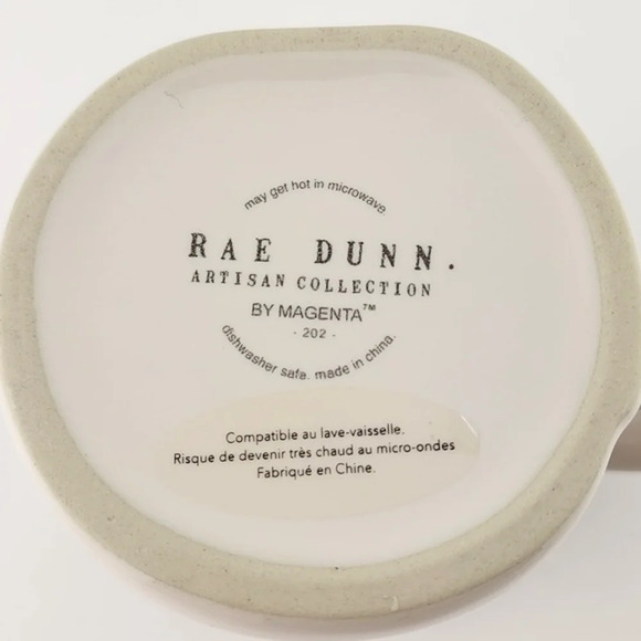 ⭐️2/ $50⭐️ Rae Dunn Artisan Collection White Coffee Mug Large Letter BUNNY TRAIL - Picture 7 of 9